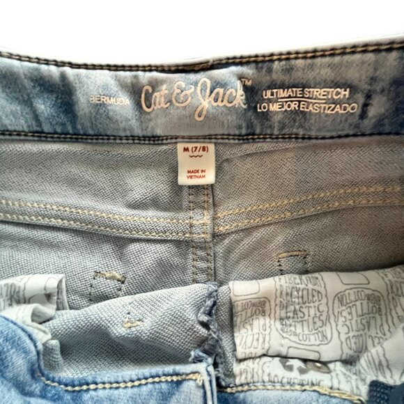 Cat & Jack Girls Jean Short Bermuda Ultimate Stretch Expandable (Sz 7/8M, W24) - Picture 3 of 5